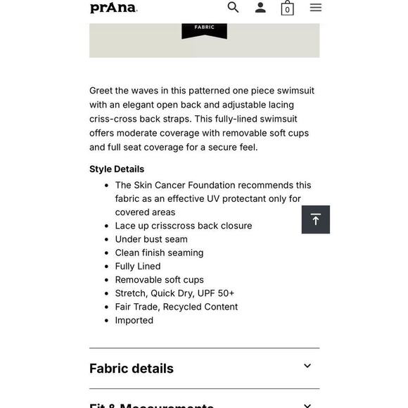 NWTS PrAna Women’s Mallorca One Piece Swimsuit / Size-Medium - Picture 16 of 16